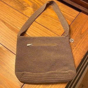 The Sak Taupe Crochet Shoulder Bag